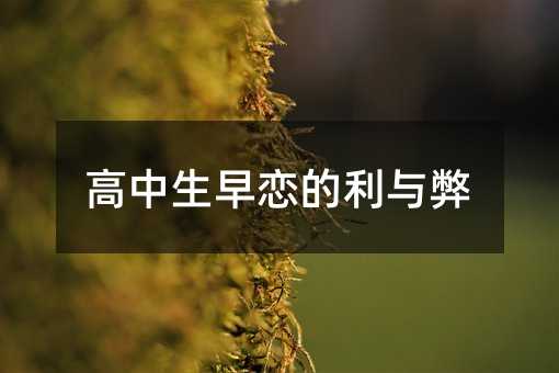 高中生早恋的利与弊
