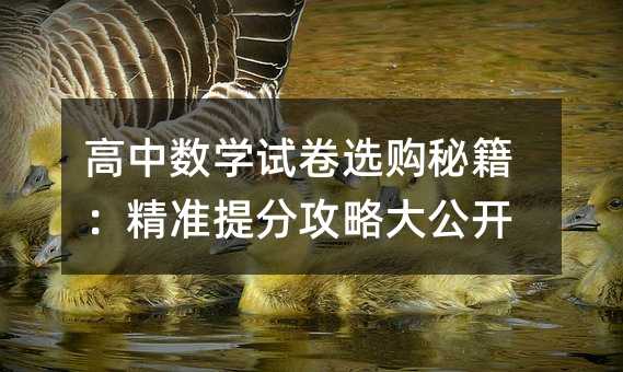 高中数学试卷选购秘籍:精准提分攻略大公开